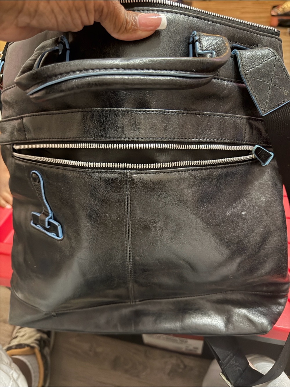 Leather Black womens shoulder bag